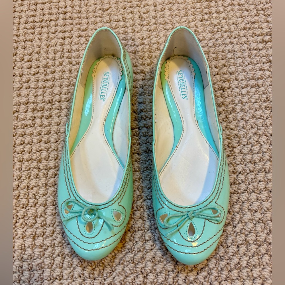Seychelles Aqua Ballet Flats with Bow- Size 7